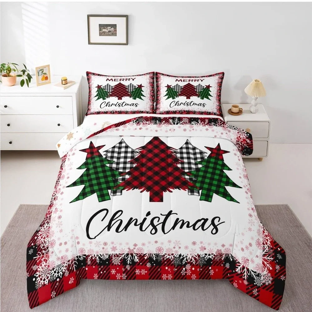 Festive Christmas Tree King Comforter and Pillow Cases